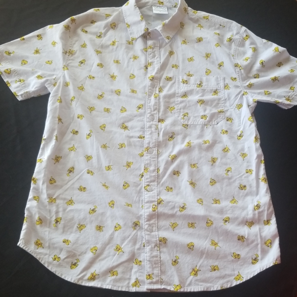 Mens Pokemon Pikachu button down shirt